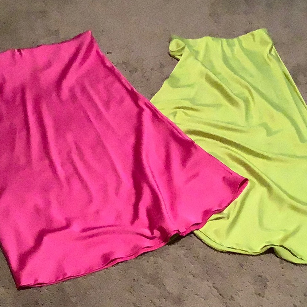 Vibrant Pink and Yellow Satin Skirts